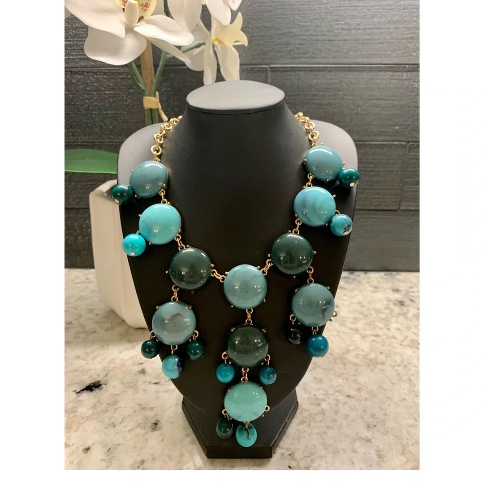 Turquoise and Green Statement Necklace - Picture 1 of 3